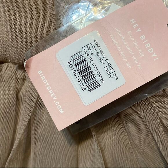 Birdy Grey Christina Sandy Taupe Small Convertible Tulle Bridesmaid Dress Prom - Picture 6 of 8